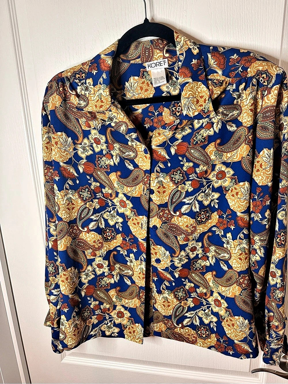 Koret Paisley Button Down in Blue & Orange Size sz 14 Like New